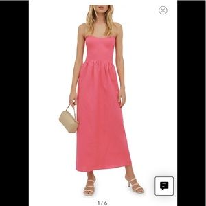 NWT Reformation SNAPDRAGON LINEN FETTUCCINE MIDI DRESS Size 12
